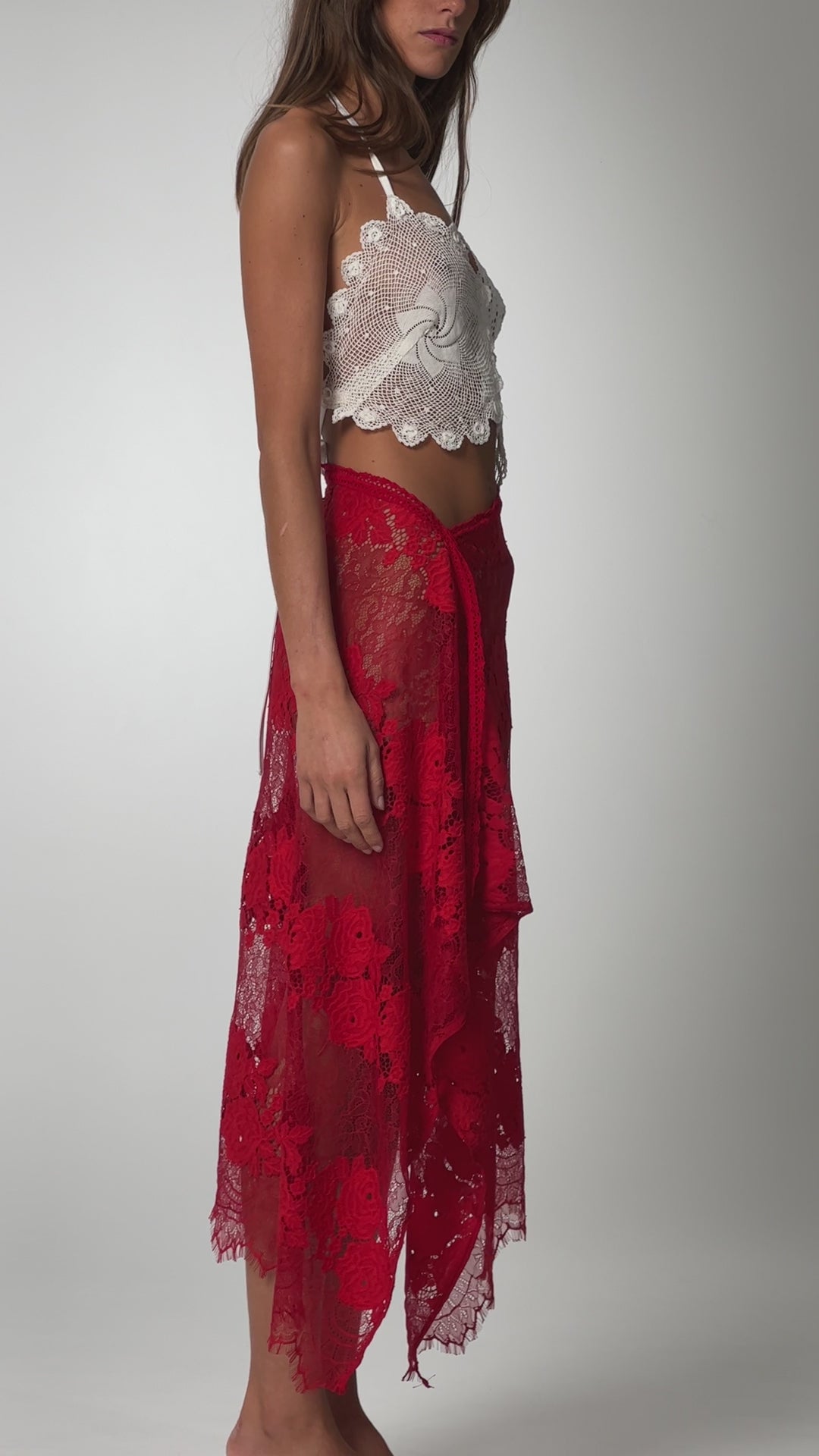 SAVANA LACE SKIRT RED